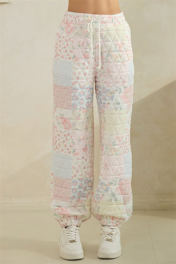 Pastel Quilted Floral Pants