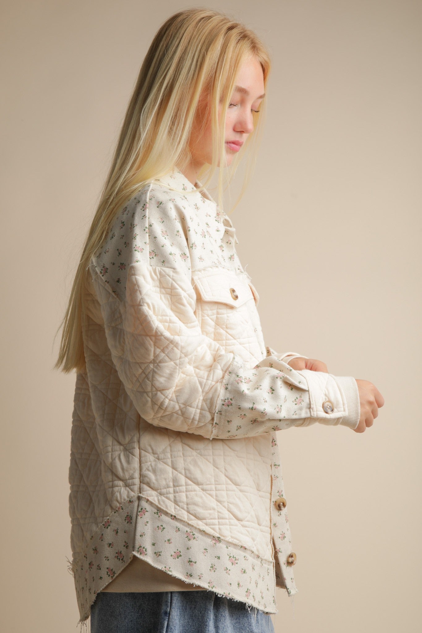 Quilted Floral Button Down Shacket