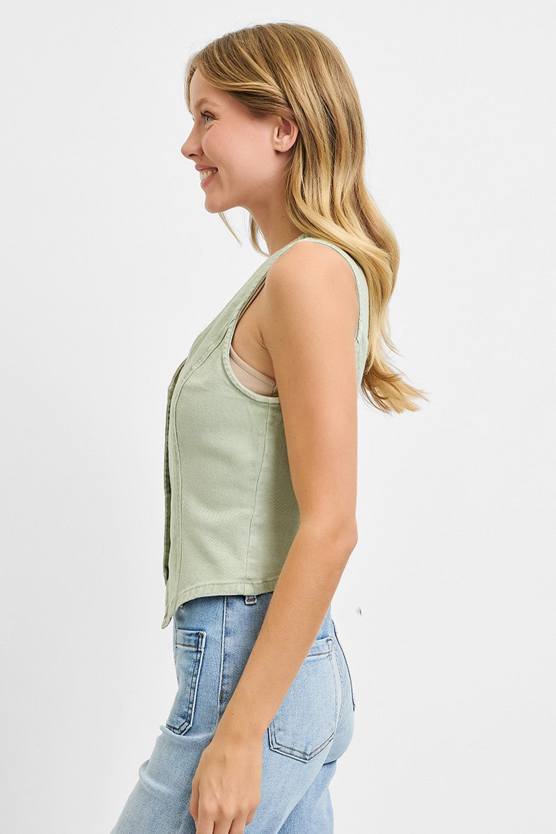 V-Neck Button Down Vest