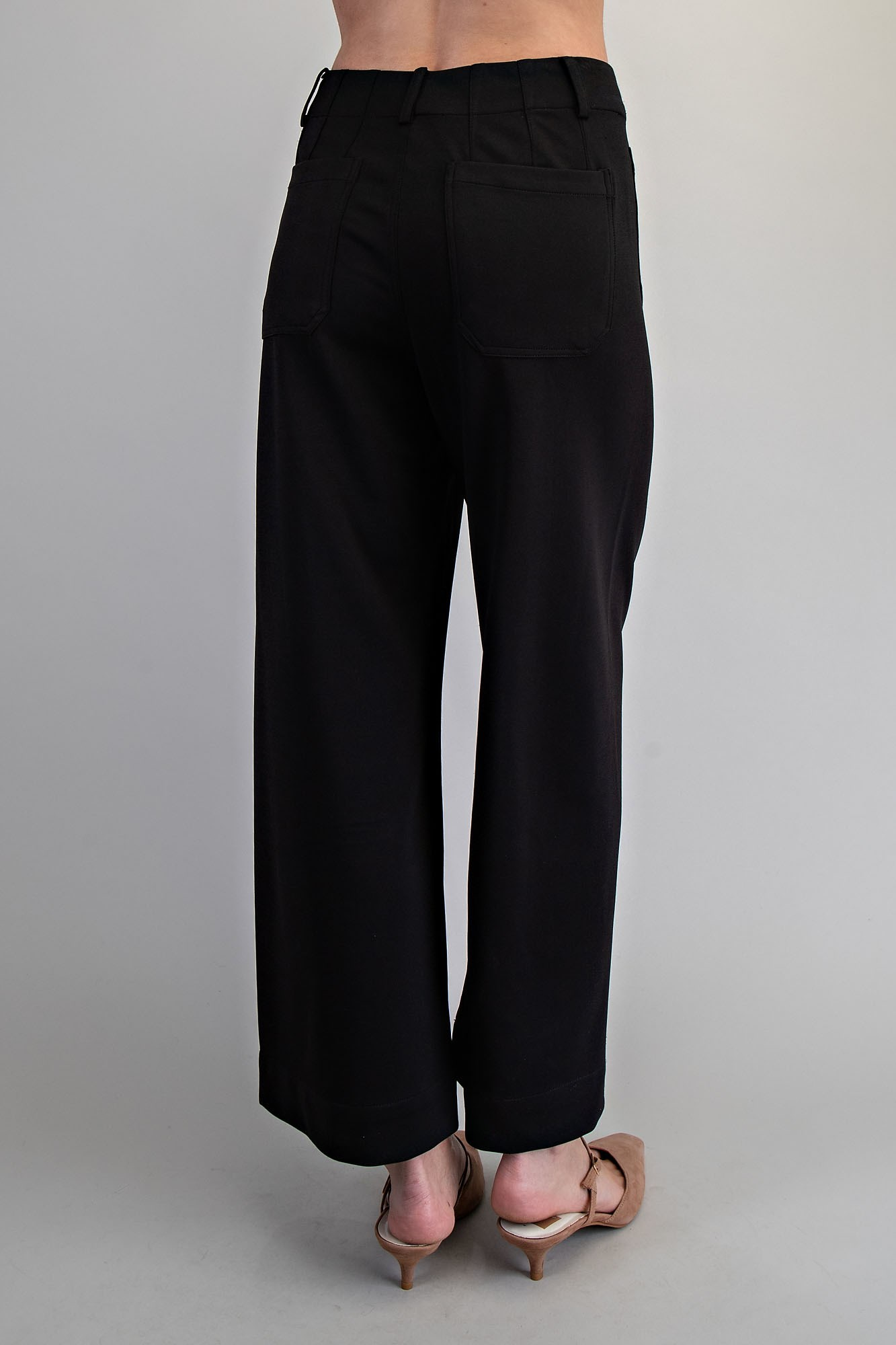 Black High Rise Straight Leg Pants