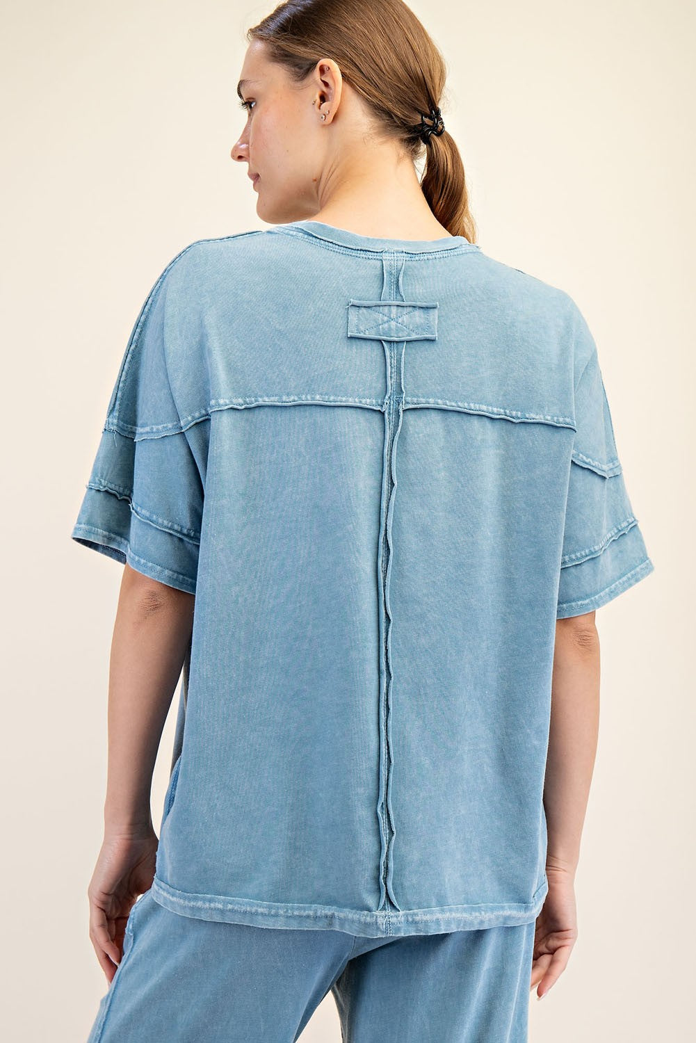 Curvy Cotton Poly Raw Seam Top