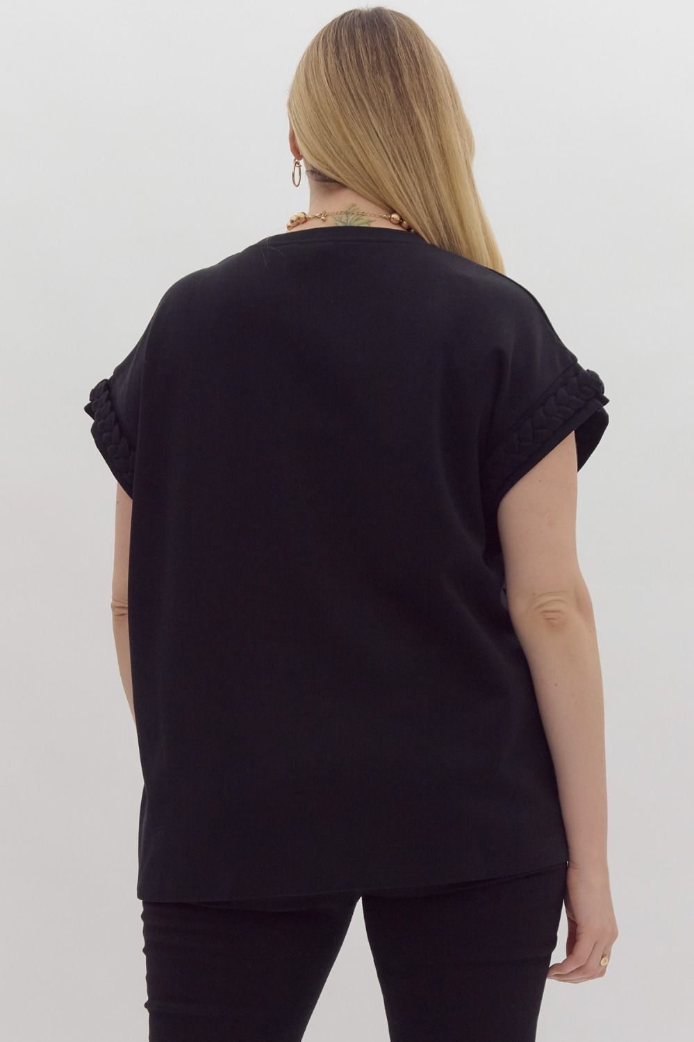 Curvy Braided Cap Sleeve Top