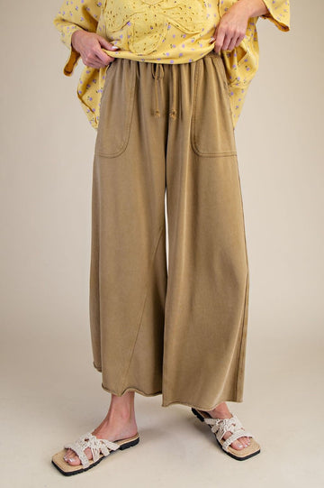 Ankle Olive Mineral Wash Terry Pants